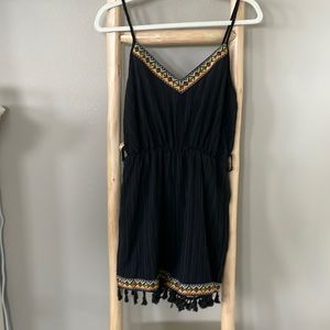 Tassel Embroidered black romper